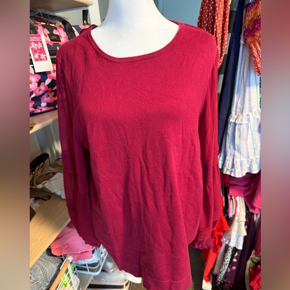 CeCe Burgundy Balloon Sleeve Sweater | Size Large | EUC